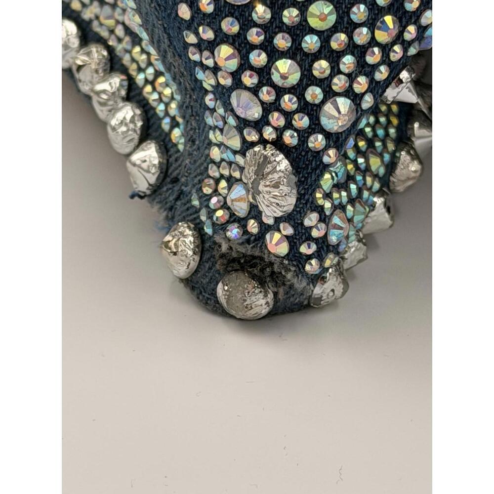AZALEA WANG Denim studded rhinestone cowboy western bling Boots Sz. 8.5 - Picture 5 of 8